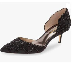 XYD Black Glittery D'Orsay Heels